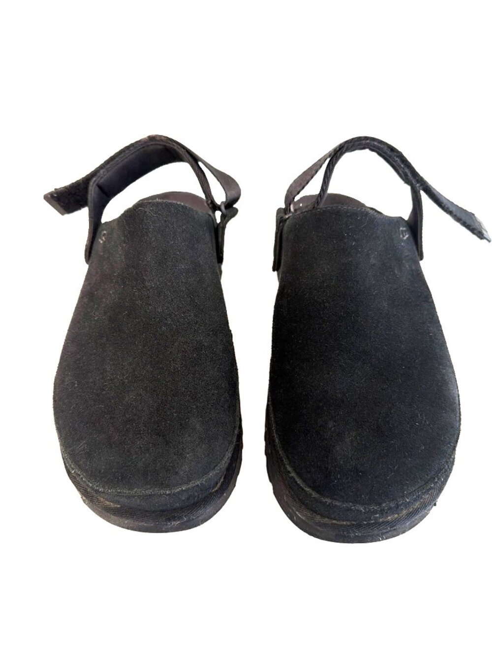 UGG Goldenstar Clog Womens 9.5 Black Suede Platform Slingback Comfort Sandals